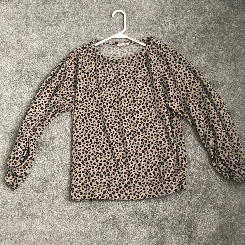 Pinkblush Maternity Taupe Animal Print Bubble Sleeve Top